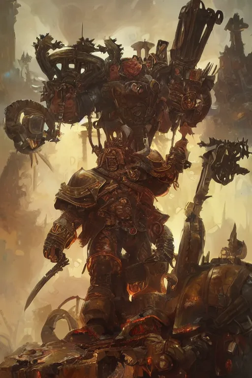 Image similar to arnold schwarzenegger as a warhammer ork boss, highly detailed, digital painting, artstation, concept art, sharp focus, illustration, art by artgerm and greg rutkowski and alphonse mucha