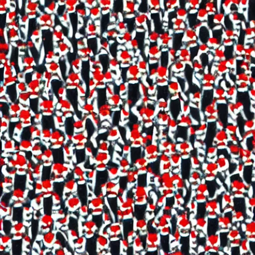 Prompt: a photo of where's wally, by albert tucker