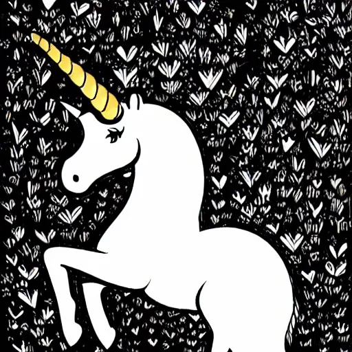 Prompt: unicorn, Line art, ink art , By Marc Gabbana, trending on artstation