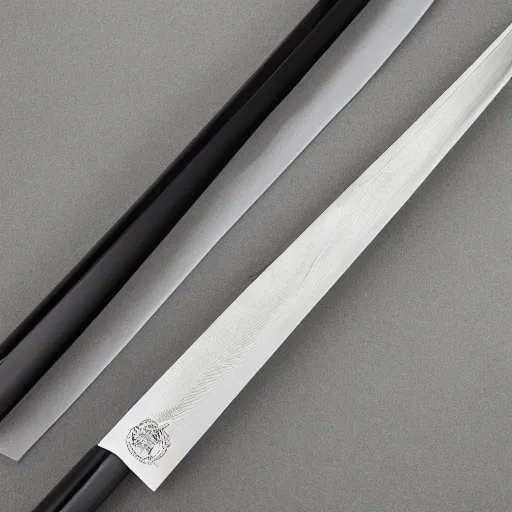 Image similar to Full Katana with Water Blade and Steel handel, white background 40nm lens,