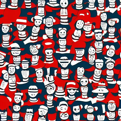 Prompt: intricate where's waldo - style illustration