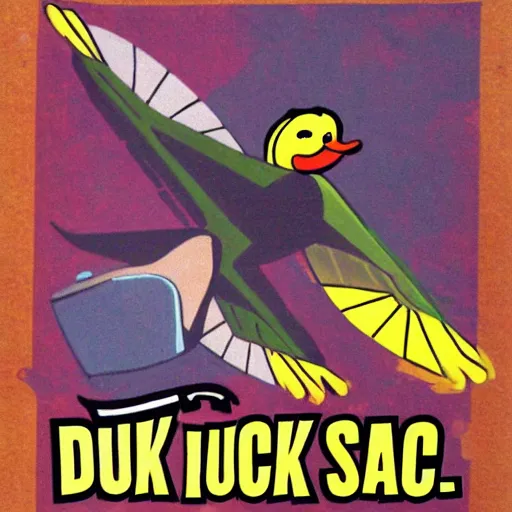 Prompt: duck in space flying