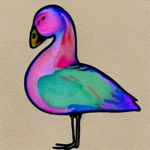 Prompt: cute goose, watercolor, decal design