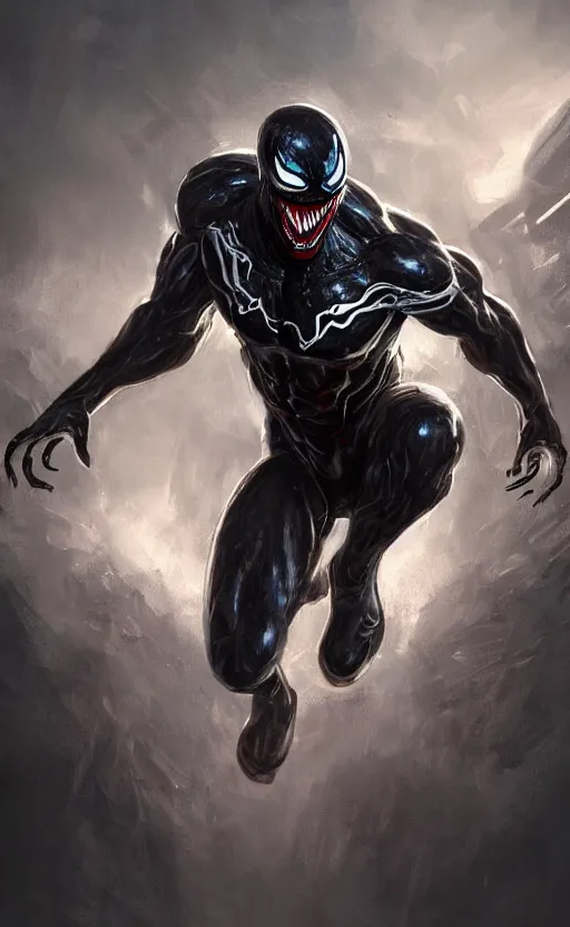 Image similar to venom as ironman, dynamic lighting, photorealistic fantasy concept art, trending on art station, stunning visuals, terrifying, creative, cinematic