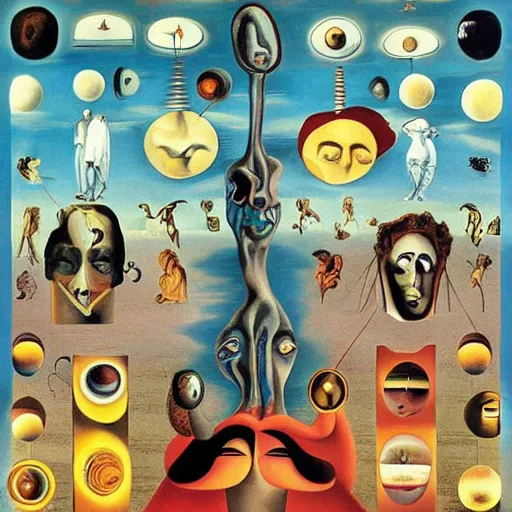 Image similar to the multiverse, in the style of salvador dali, retro book cover