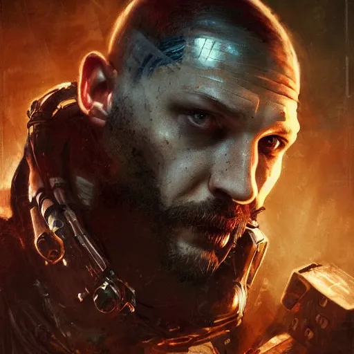 Prompt: tom hardy as henry dorsett case, cyborg, hacker, cyberpunk, painted by seb mckinnon, high detail, dramatic light, digital art, painted by greg rutkowski, promotional movie posterart, trending on artstation