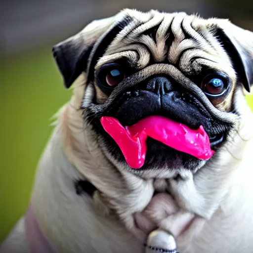 Image similar to the world's most ugliest pug, extreme amount of folds, mangled teeth