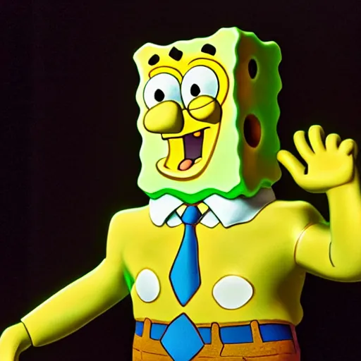 Prompt: a bronze statue of Spongebob Squarepants, studio lighting