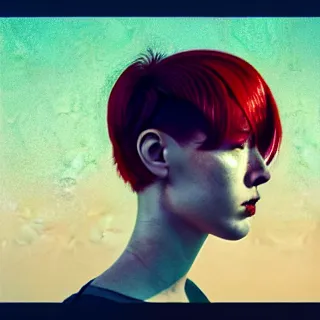 Prompt: portrait of a redheaded short hair woman with freckles. intricate abstract. intricate artwork. by Tooth Wu, wlop, beeple, dan mumford. octane render, trending on artstation, greg rutkowski very coherent symmetrical artwork. cinematic, hyper realism, high detail, octane render, 8k, chrome accents