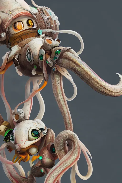 Image similar to cute squid, anime, concept art, intricate details, highly detailed, photorealistic, octane render, 8 k