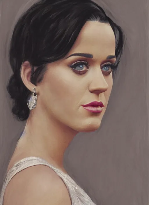 Image similar to cinematic portrait of pregnant katy perry in a white dress, intricate, elegant, by alyssa monks, highly detailed, smooth, sharp focus symmetrical face, fine details, masterpiece, trending on artstation