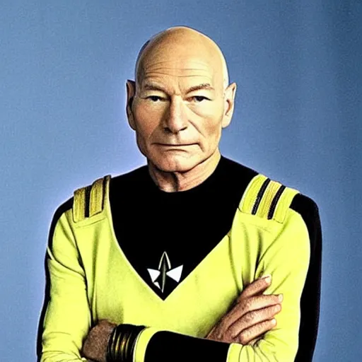 Image similar to “Patrick Stewart wearing his starfleet captains uniform”