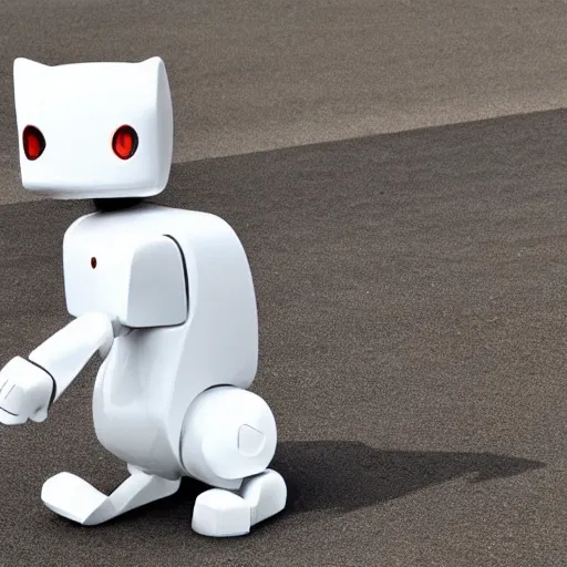 Image similar to white robot cat designed by apple