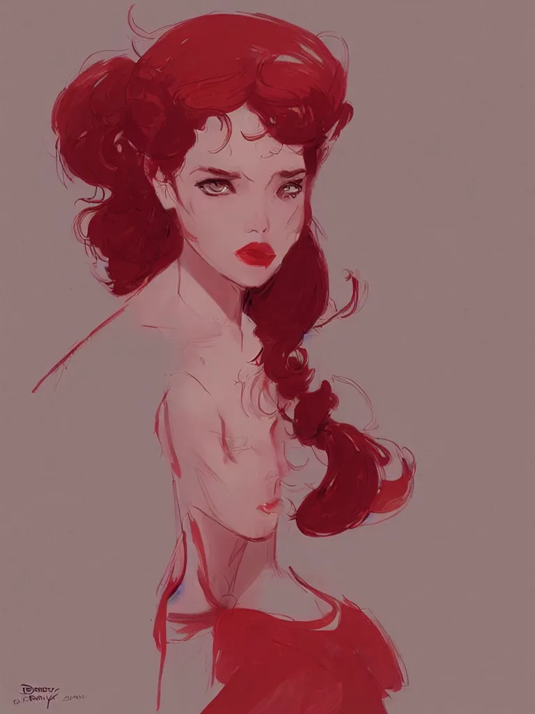 Prompt: red femininity by Disney Concept Artists, blunt borders, rule of thirds