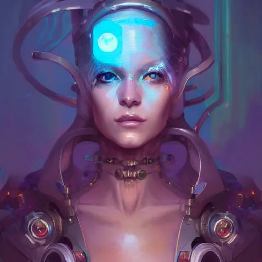 Image similar to a portrait of a beautiful cybernetic gypsy, cyberpunk concept art by pete mohrbacher and wlop and artgerm and josan gonzales, digital art, highly detailed, intricate, sci-fi, sharp focus, Trending on Artstation HQ, deviantart, unreal engine 5, 4K UHD image