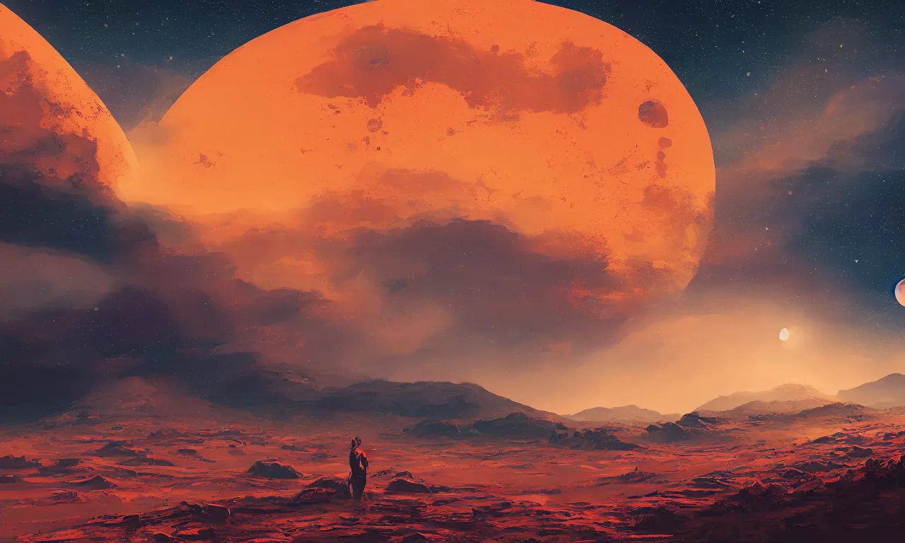 Image similar to mars and moon ground by alena aenami artworks in 4 k