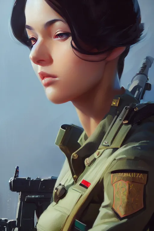 Image similar to a ultradetailed beautiful panting of a stylish swat woman, oil painting, by ilya kuvshinov, greg rutkowski and makoto shinkai, trending on artstation