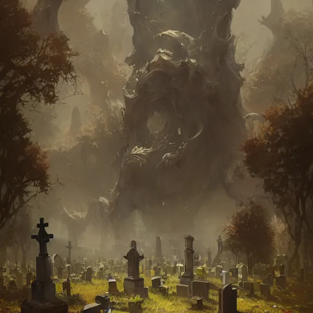 Prompt: a painting of cemetery breeding by greg rutkowski, dark fantasy art, high detail, trending on artstation