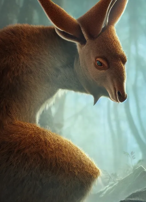 Image similar to king kangaroo, ultra detailed fantasy, elden ring, realistic, dnd character portrait, full body, dnd, rpg, lotr game design fanart by concept art, behance hd, artstation, deviantart, global illumination radiating a glowing aura global illumination ray tracing hdr render in unreal engine 5