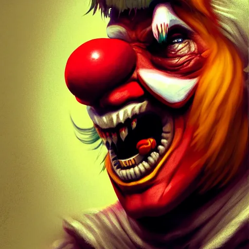 Image similar to a scary clown laughing, directed gaze, full - body and head view, highly detailed, zeronis style, artstation, soft light, sharp focus, illustration, character design, concept art