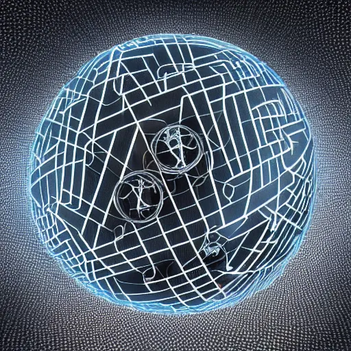 Image similar to : sphere sculpture covered with maze pattern,hyper detailed art station  parabolic lighting contest winners unrealengine trending on artstation,cinematic, hyper realism, high detail, octane render, 8k