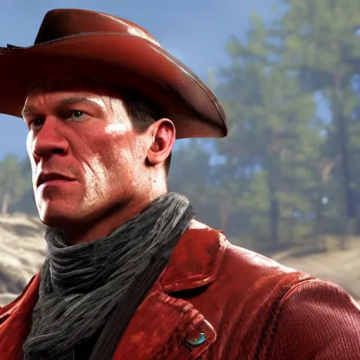 Image similar to John Cena in red dead redemption 2 4K detail