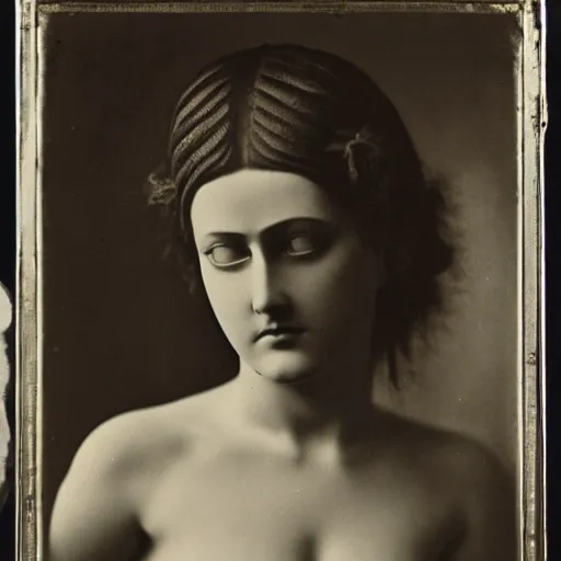 Image similar to photograph of a lilith wearing 1 8 9 0's fashion, looking at the camera, aesthetic, elaborate, intricate, highly detailed, detailed face, photorealism, smooth, sharp focus, rim light, art by man ray,