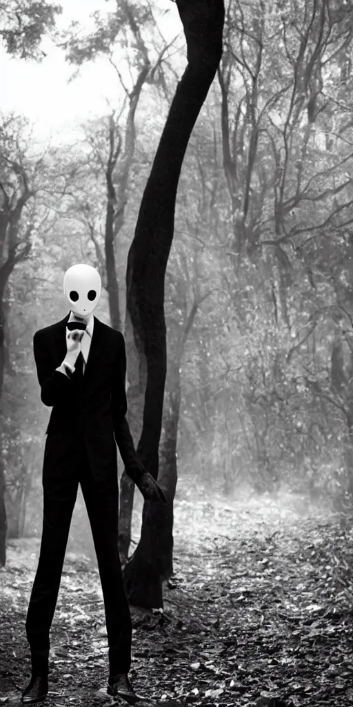 Image similar to Photograph of Slenderman featured in the GQ Magazine, professional photoshoot, award winning photography, 4KHD