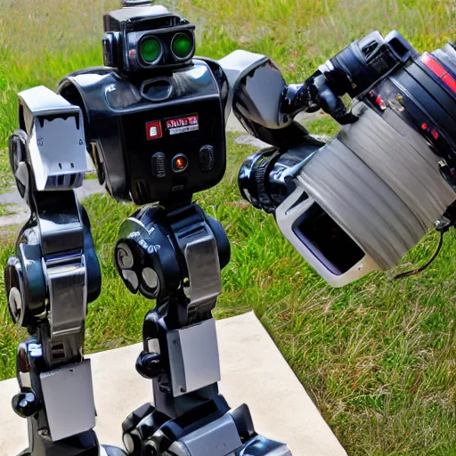 Image similar to mecha robot as a photographer with canon 5 d mark 2 dslr camera