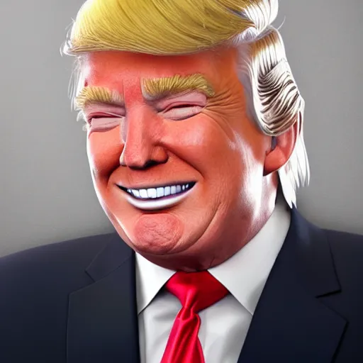 Prompt: donald trump, charming smile, illustration, by artgerm lau, & jeehyung lee & wlop, hyperdetailed, 8 k realistic, symmetrical, frostbite 3 engine, cryengine, dof, trending on artstation, trending on deviantart