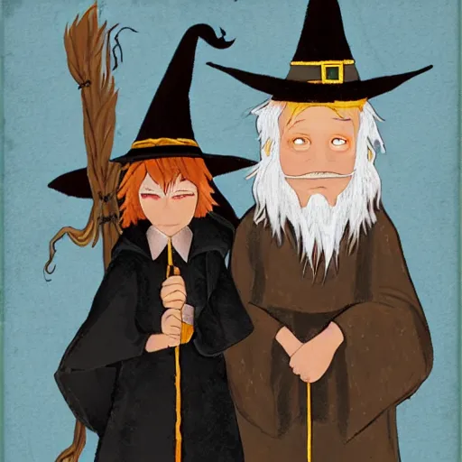 Image similar to a wizard and a witch