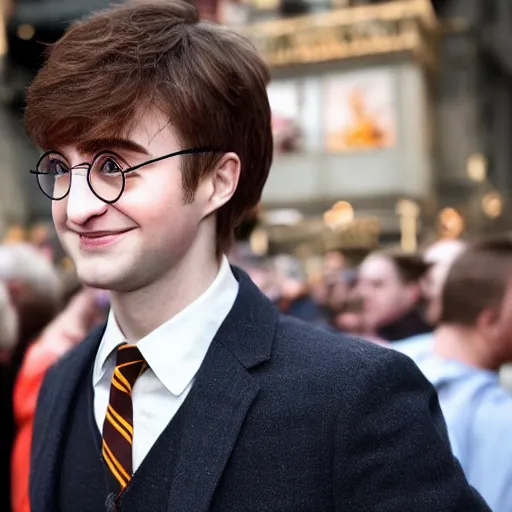 Image similar to attractive harry potter at the iphone launch event, photographed by the daily mail, photograph, canon mark ii, f / 1. 2, 8 k, trending on twitter