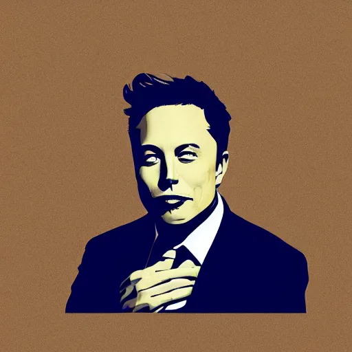 Image similar to happy elon musk, 2 d matte colors, poster style