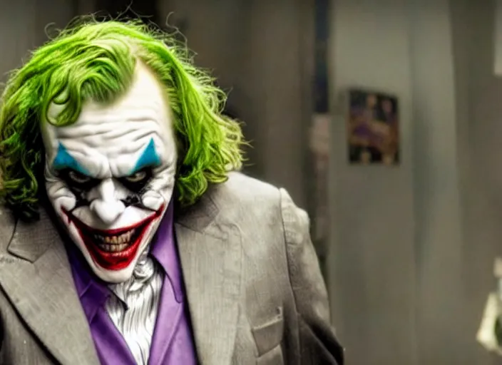 Prompt: film still of andy milonakis as the joker in the new batman movie, 4 k