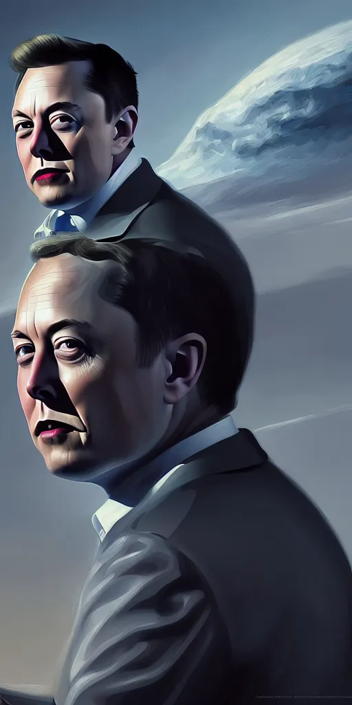 Prompt: evil elon musk scheming, matte oil painting, concept art, sharp focus, award - winning, extremely detailed, 4 k