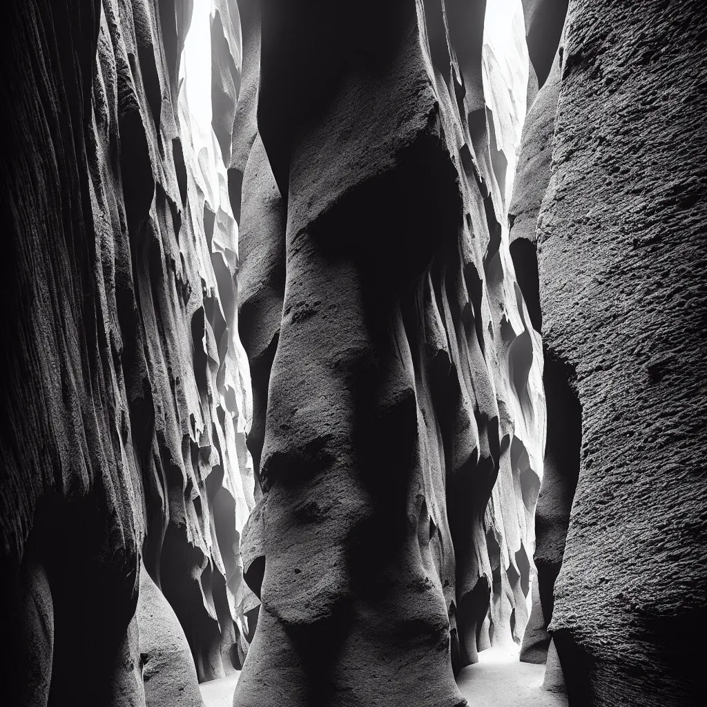 Image similar to huge slot canyon, mads berg, karolis strautniekas, film noir, stippled light, dramatic lighting, editorial illustration, detailed, fine texture, matte print, art deco, brutalism, dark blue + dark orange, red, black, ( ( habitat 6 7 background ) )