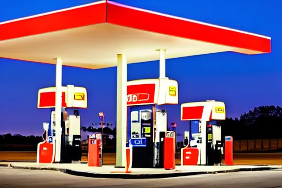 Image similar to a gas station at night