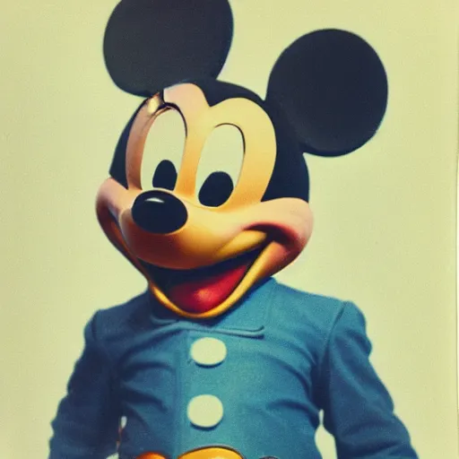 Prompt: color polaroid of micky mouse clubbing full body by Tarkovsky