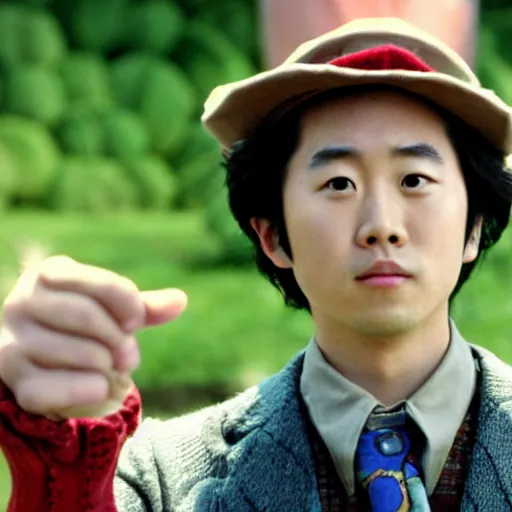 Image similar to Film still of Steven Yeun, from Charlie and Chocolate Factory (2005 movie)