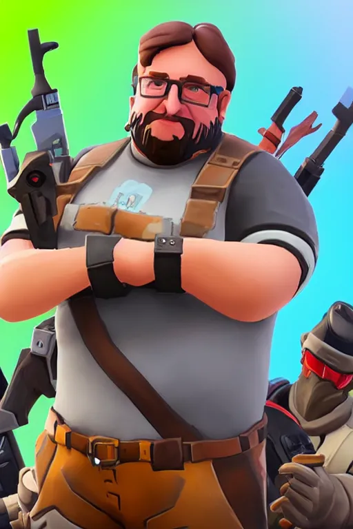 Image similar to Gabe Newell as a Fortnite character