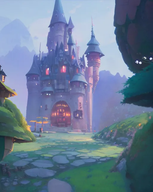 Image similar to fantasy castle, cory loftis, james gilleard, atey ghailan, makoto shinkai, goro fujita, studio ghibli, rim light, exquisite lighting, clear focus, very coherent, plain background, soft painting