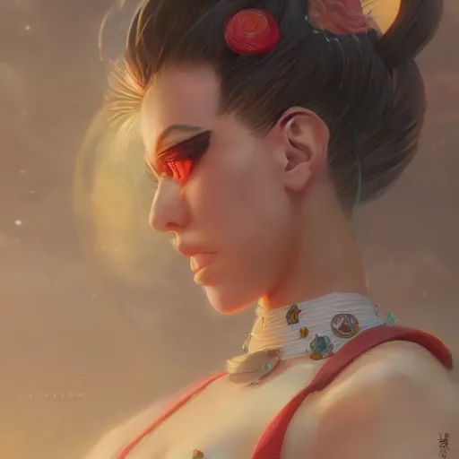 Image similar to A portrait of sailor moon, Yakuza art, art by greg rutkowski, matte painting, trending on artstation