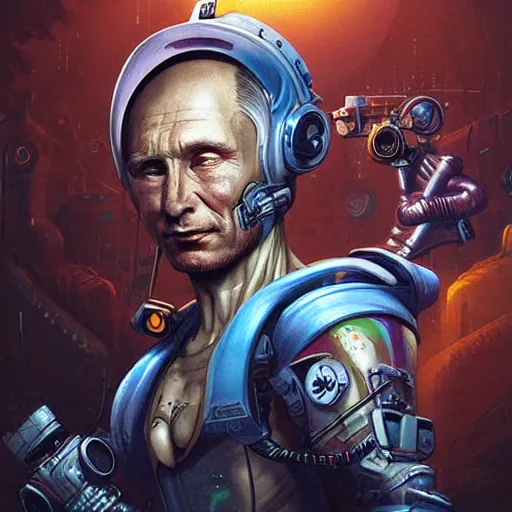 Image similar to lofi biopunk Putin crushed by Ukrainian tank, Pixar style by Tristan Eaton Stanley Artgerm and Tom Bagshaw.