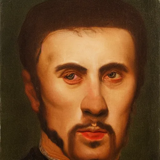 Image similar to portrait of a man, his face is made of leather