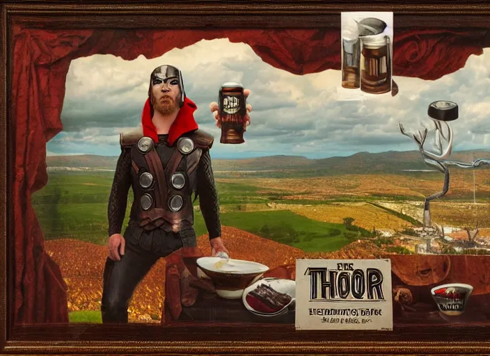 Image similar to thor beer, lowbrow, matte painting, 3 - d highly detailed, in the style of mark ryden,