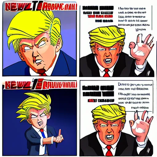 Prompt: Donald Trump in the style of Dragon Ball Z