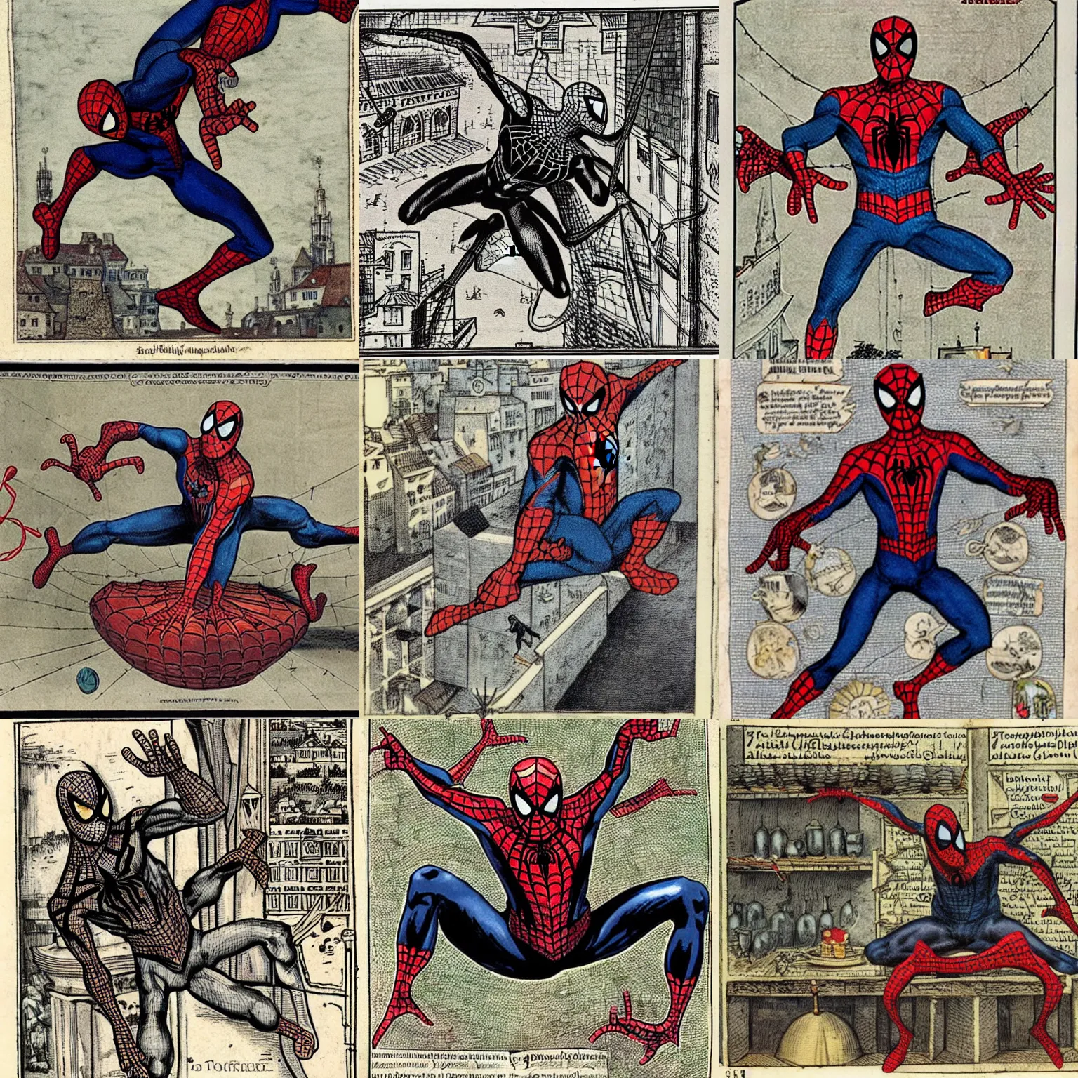 Prompt: spider man in the ottoman empire, nuremberg chronicle