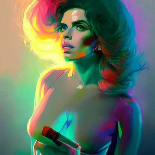 Image similar to portrait of a beautiful marina diamandis electra heart, volume lighting, concept art, by greg rutkowski!!, colorful, xray melting colors!!