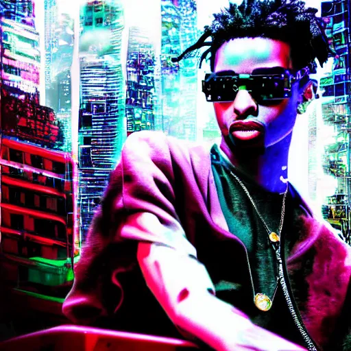 Image similar to playboi carti in cyberpunk style digital art 4 k the detailed super realistic