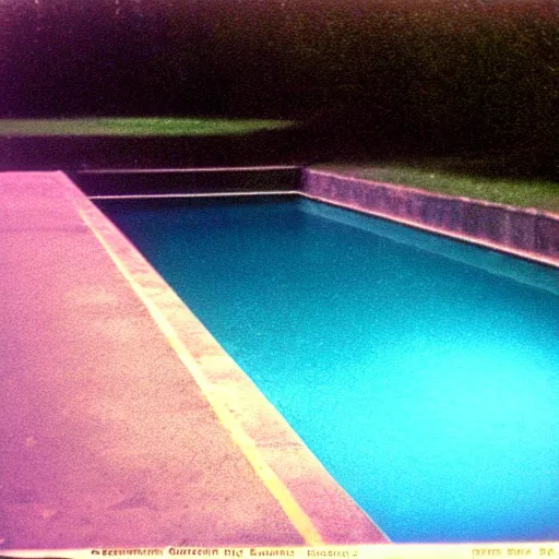 Image similar to Beautiful colored-photo cameraphone 2005 soft liminal Photograph of an infinite dark walkway pool